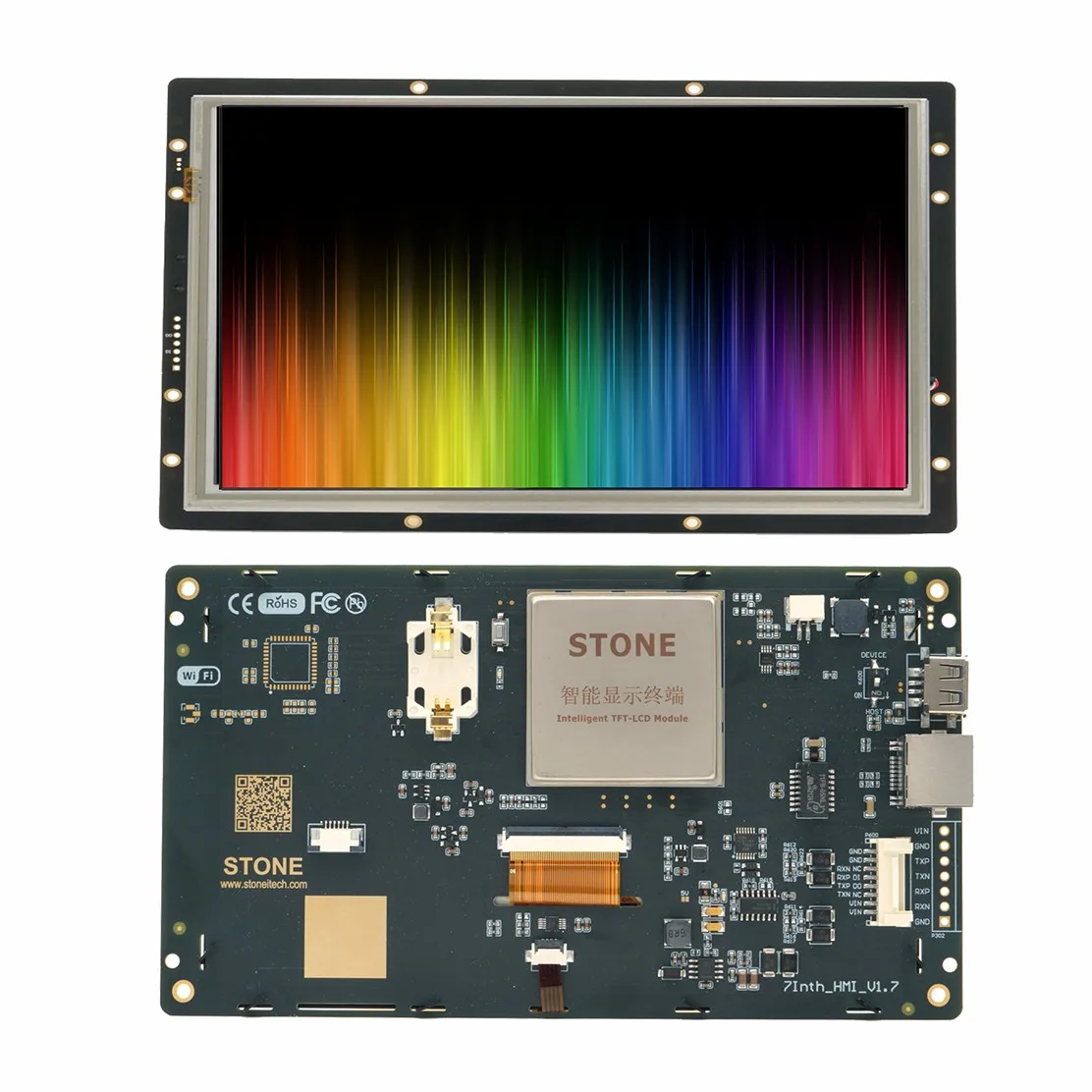 SCBRHMI 7 Inch LCD-TFT HMI Display Module Intelligent Series RGB 65K Color Resistive Touch Panel without Enclosure