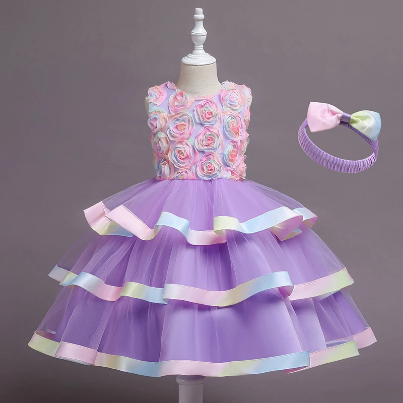 

European Trend Store New Children Princess Dress For Girls Catwalk Evening Dresses Little Host Piano Playing Dresses 3-10 Yes .