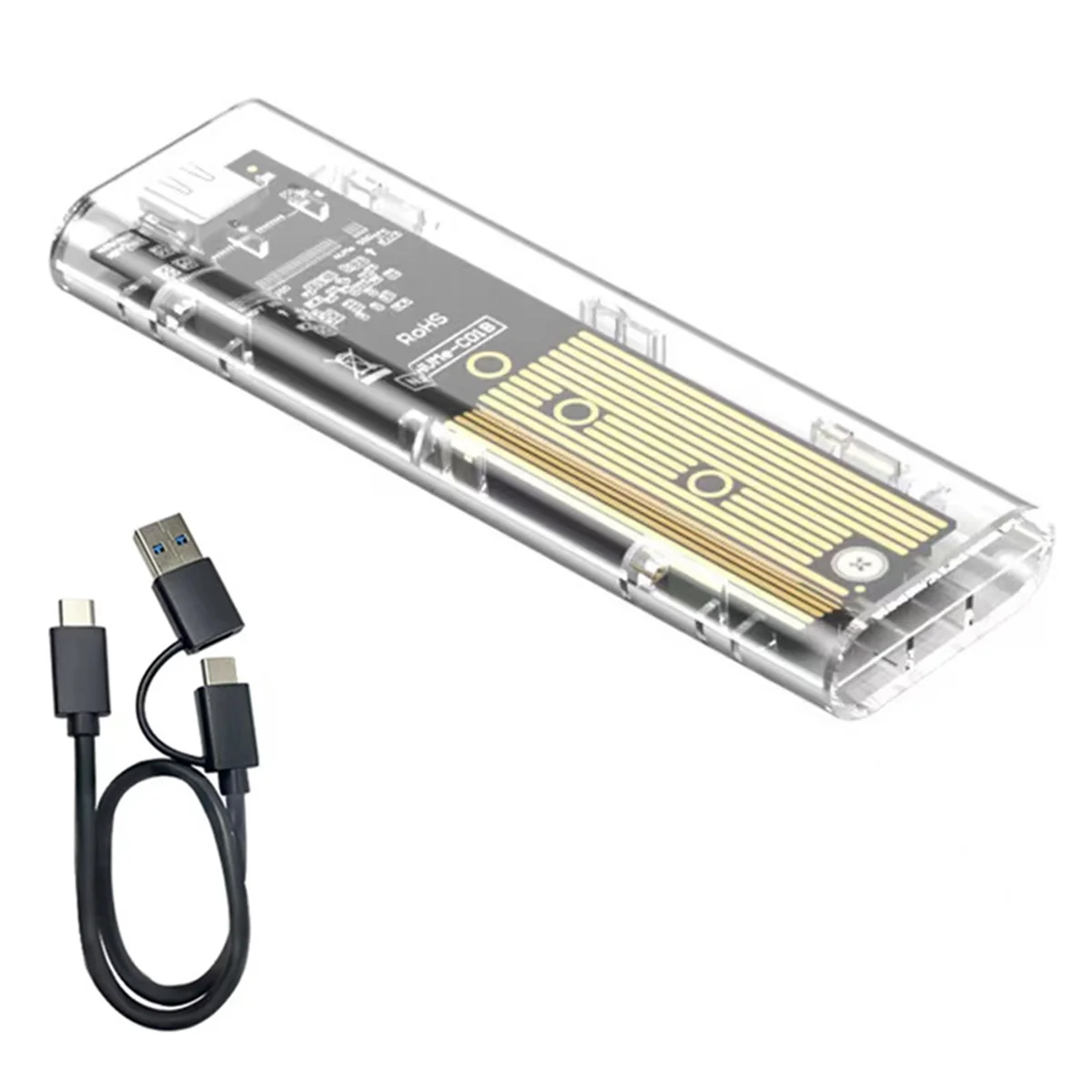 Корпус SSD M2 M.2 NVMe + NGFF с двумя протоколами USB 3.2 Gen2 10 Гбит/с Прозрачный корпус