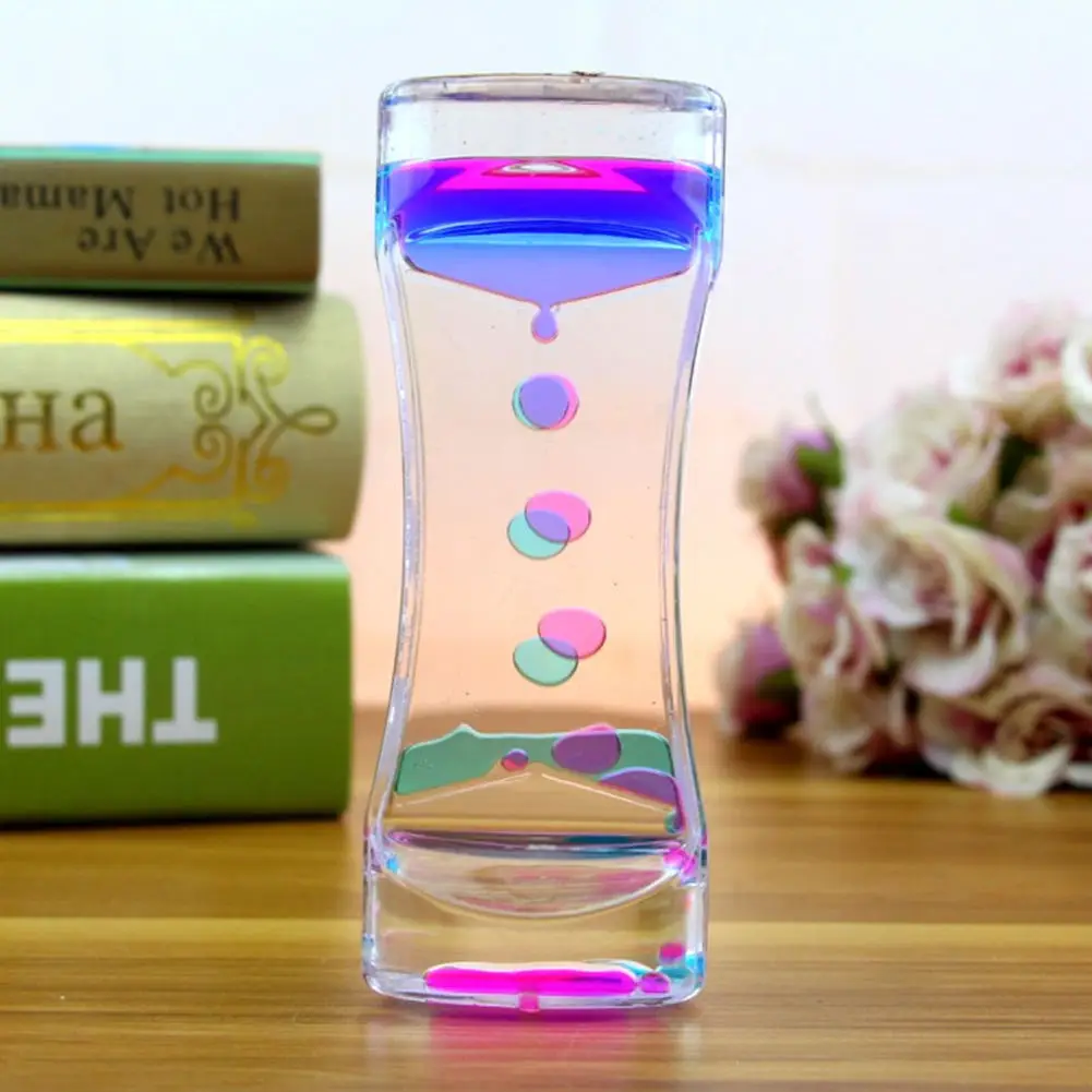 

New Double Color Liquid Hourglass Colorful Liquid Timer Anxiety Relief Motion Ornament Bubble Timer Oil Sand Watch