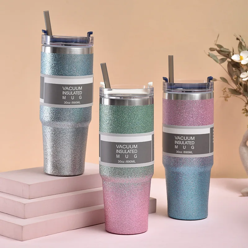 

Stainless Steel Cup 20oz/30oz Double Layer Diamond Paint Ice Cream Cup Car Travel Thermal Insulation Cold Insulation Coffee Mug