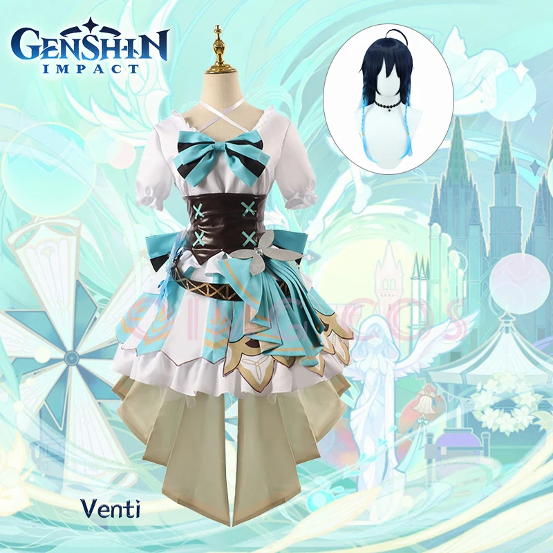 

Genshin Impact Venti Barbatos Косплей пение Костюм Униформа аниме китайский стиль Хэллоуин костюмы для женщин игра Wendi Windy