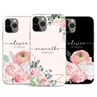 Персонализированный Чехол для телефона с инициалами имени и цветочным рисунком для Apple iPhone 13 12 11 6 7 8 X XS Max XR Pro Plus 13 mini