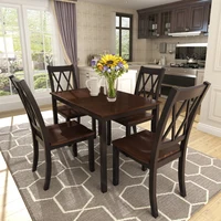5-Piece Wooden Dining Table Set Home Kitchen Table and 4 PCS Chairs Wood Dining Set Vintage Mid-Century Style Black Cherry