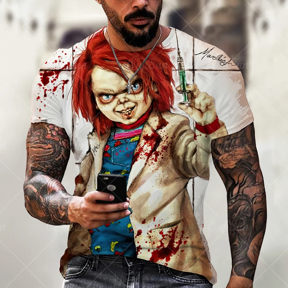 

New Men T-shirts Evil Clown Horrible T Shirt for Men Short Sleeve 3d Print Fashion Oversized T-Shirt Men's Clothing Tee Shirt Me