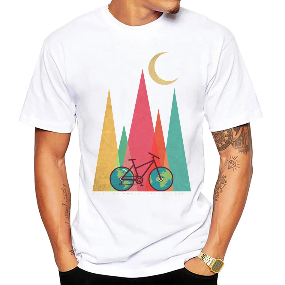 

Футболка мужская с коротким рукавом, Винтажный Классический Топ в стиле ретро, с художественным принтом «Спасите мир», Повседневная белая р...