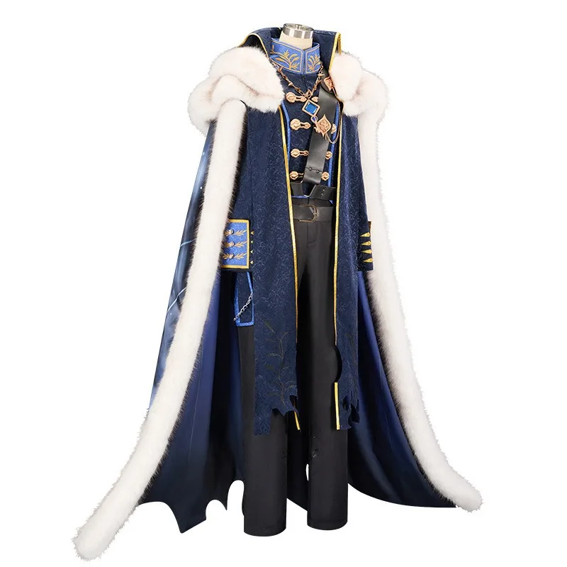 Игра Identity VAlva Lorenz Pustelnik Warden Косплей Костюм Длинный Меховой Воротник Плащ Жилет