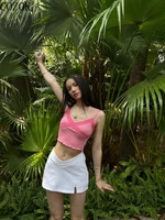 lace stitching pink camisole women slim fit sexy short midriff outfit tops crop top women tank top women brandy melville