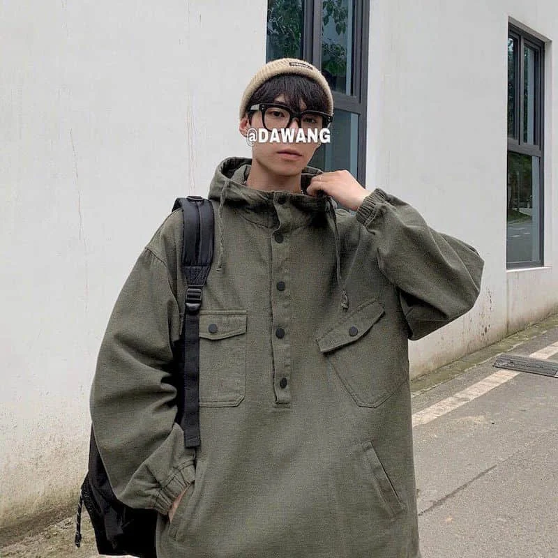 Мужская куртка с капюшоном в японском ретро-стиле студенческий тренд Корейская