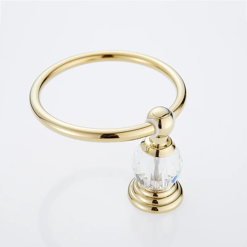 

European Towel Storage Rack Towel Holder Metal Brass Ring Wall Mounted Hand Towel Holder Gold Towel Organizer Home Bathroom