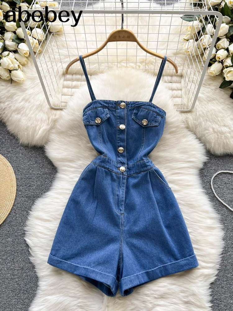 

Vintage Denim Overalls Women Summer 2022 Korean Style Pants Loose Wide Leg Jumpsuits Tide Casual All Match Shorts Women Jeans