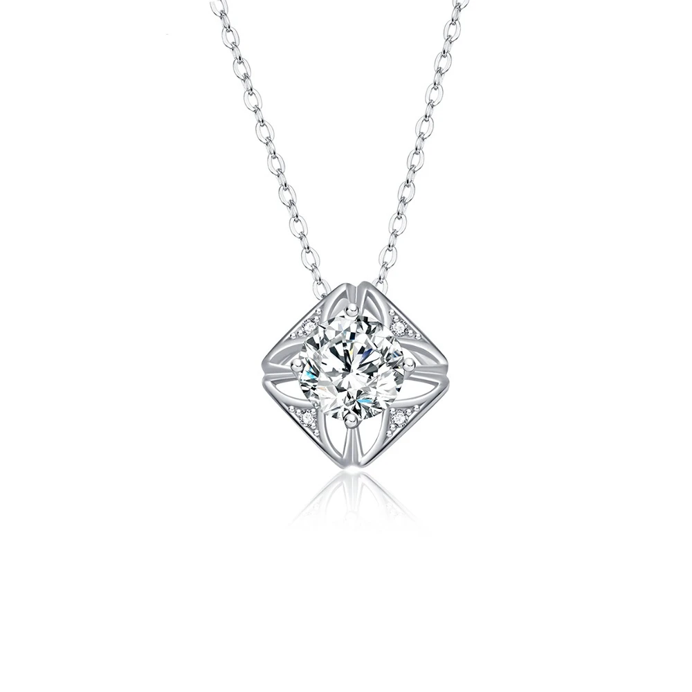 

Moissanite Necklace Square Mosan Diamond Necklace Simple Ins Style Small Geometry 925 Sterling Silver Clavicle Jewellry