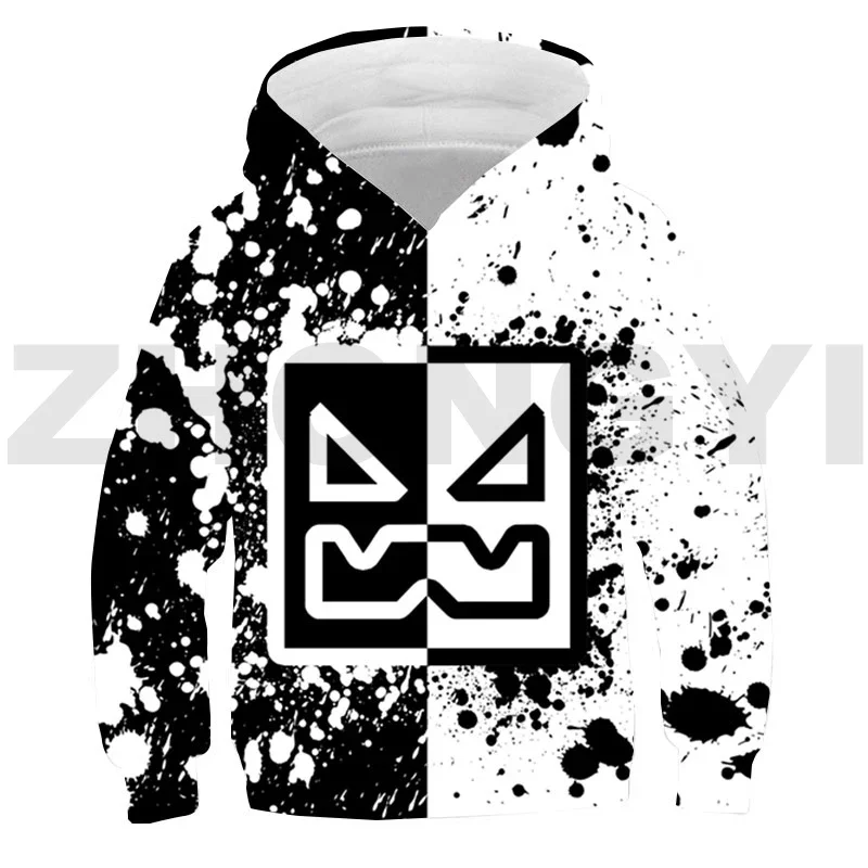 Толстовка Оверсайз с 3D-принтом злой геометрии уличная одежда для подростков в