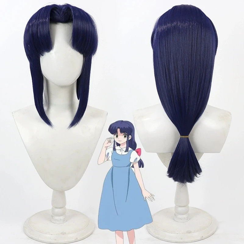 Аниме Ranma 1/2 Akane Tendo Косплей Костюм Парик Темно-Синий Термостойкие Синтетические