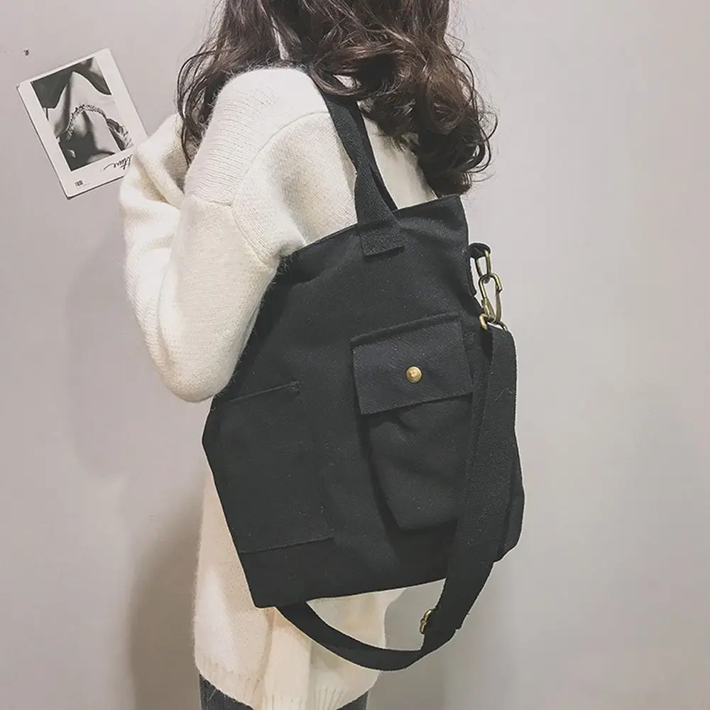 

Inner Pouch Handbag Canvas Korean Style Handbag Solid Color Messenger Bag Women Crossbody Bag Canvas Shoulder Bag