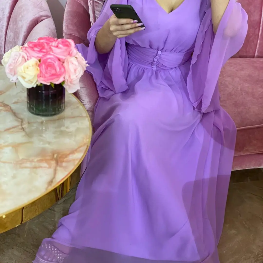 Ramadan Eid Mubarak Chiffon Dubai Abaya Saudi Arabic Turkey Islam Muslim Fashion Hijab Dress for Women Robe Longue Femme Kaftan