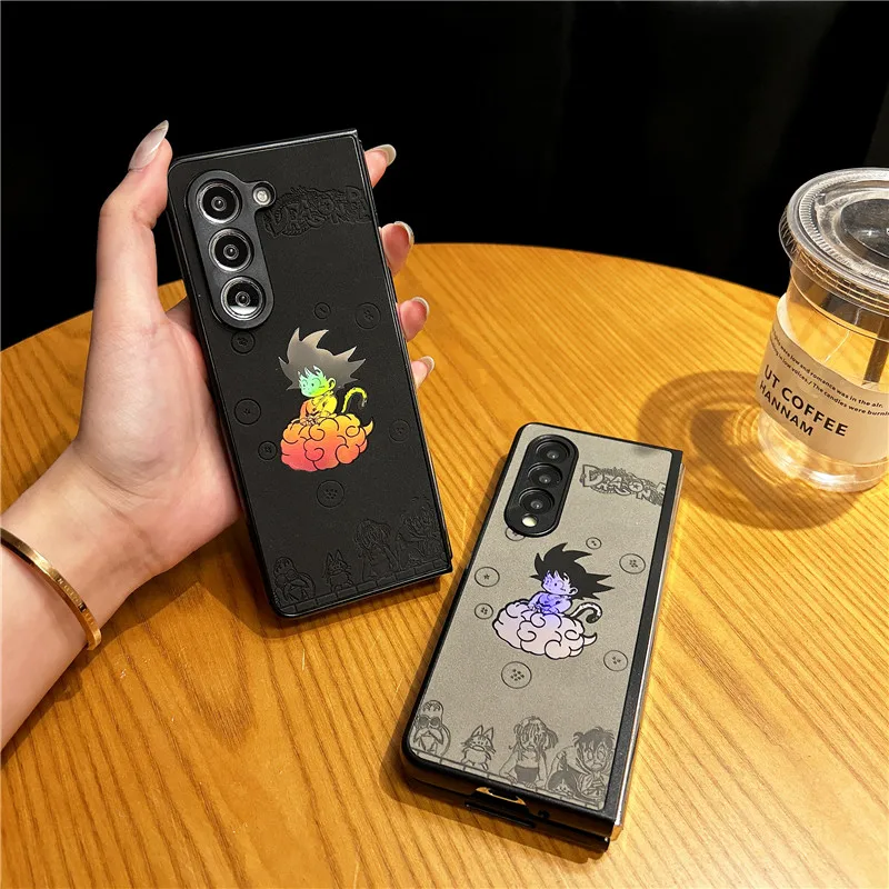 Фото Чехол Anime Dragon Ball Laser для Samsung Galaxy Z Flip 6 Z Fold 4 5 6 7 zfold4/5/6 z флип Zflip7 Zflip5 Son Goku Emboss Cover №4