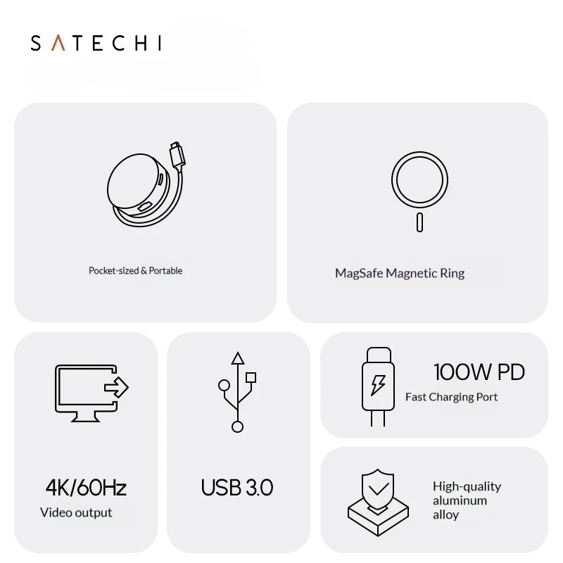 Фото Магнитная док-станция-хаб Satechi 7-в-1 для iPad и iPhone, совместимая с портом Type-C MacBook Pro/Air №3