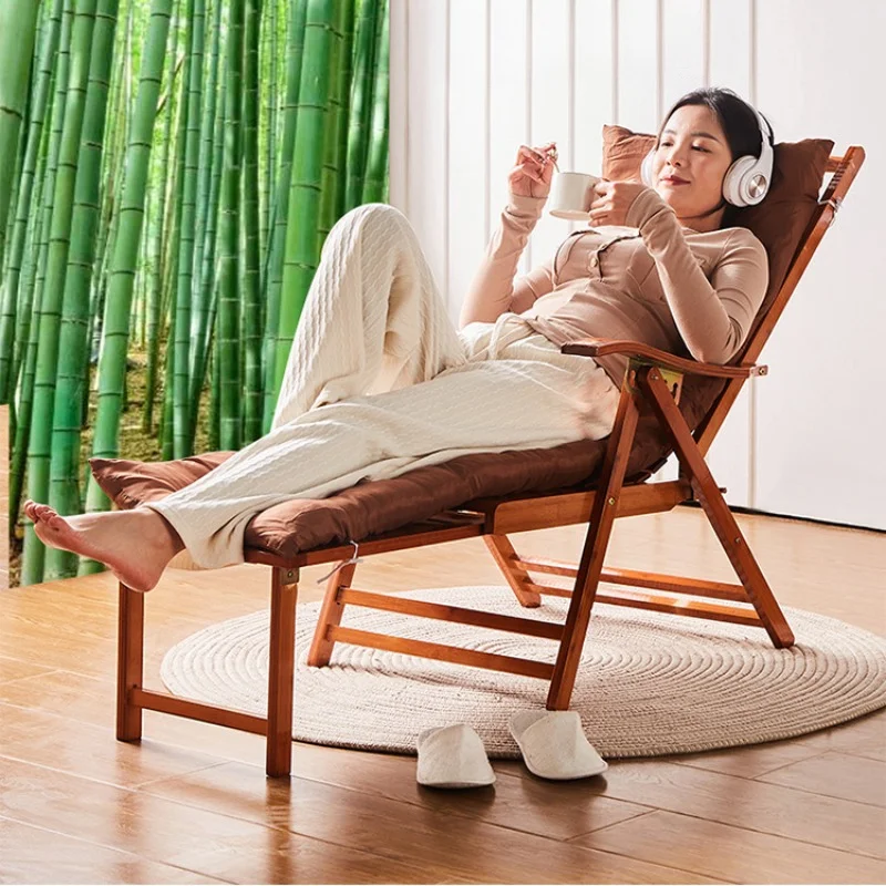 

Natural Bamboo Rocking Chair Cool and Breathable Folding Bed 5-gear Adjustment Recliner Chair Comfortable Backrest Large Sofas
