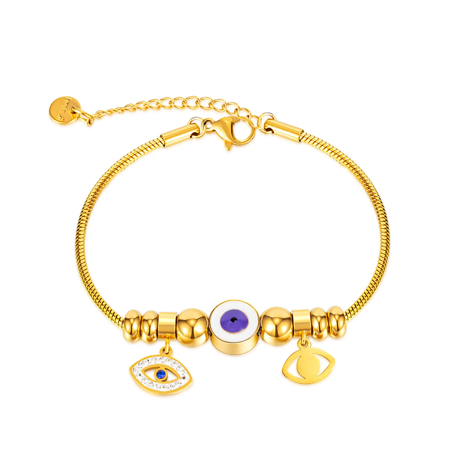 

Dropshipping Titanium Steel Devil's Eye Hand Jewelry Wholesale Stainless Personalized Gold Snake Bone Bracelet Female