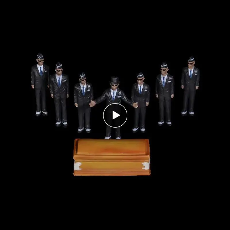 

/Набор, модные черные танцевальные фигурки танцевальной команды в гробе, 6 см, черные танцевальные шкатулки, Интернет-знаменитости, кукла