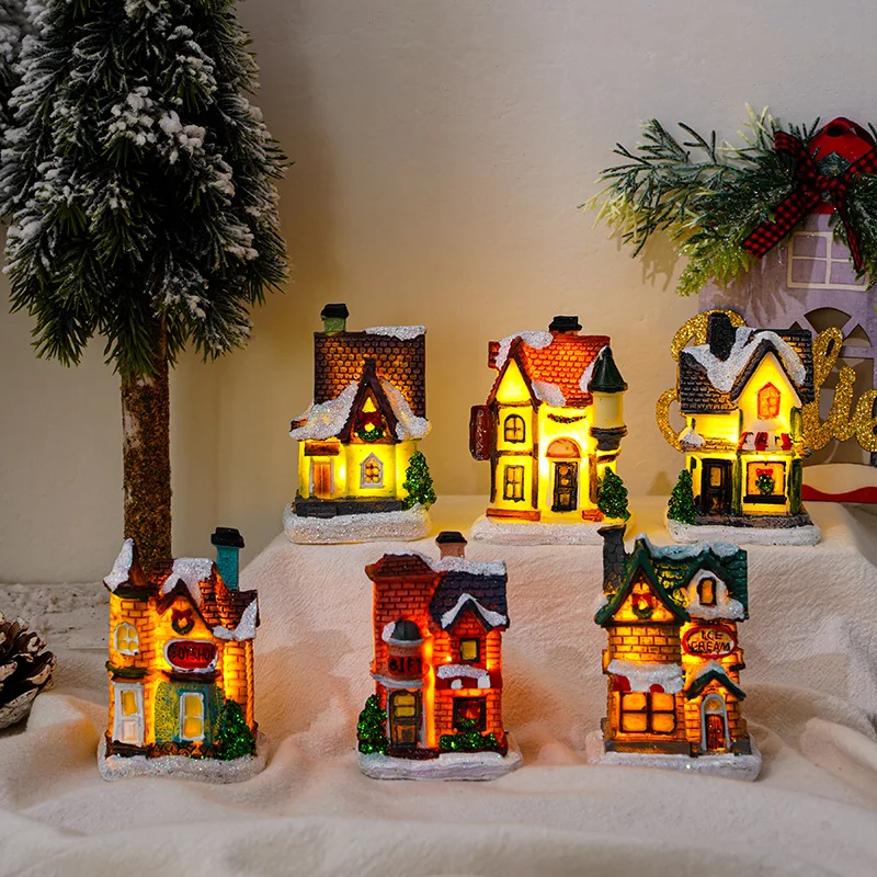 

Resin Christmas Decorations Small House, Micro-Landscape Light, Snow House Display, A Christmas Gift, New