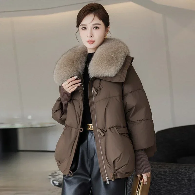 Женское пуховое пальто однотонная куртка свободная повседневная женская парка