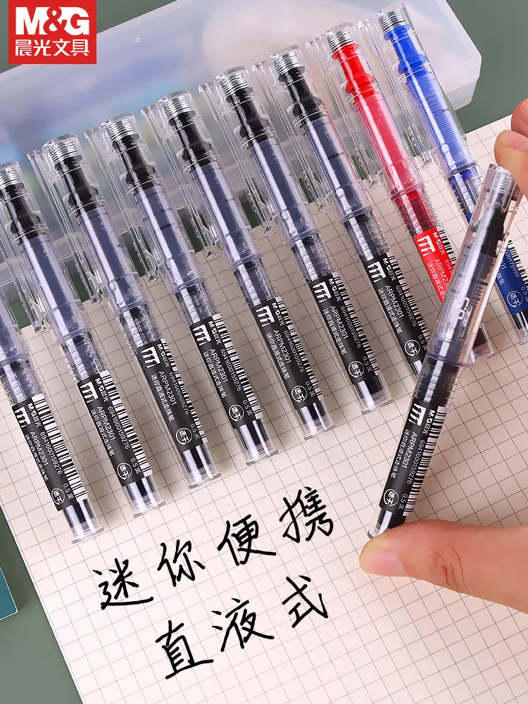 

5pcsPocket Pen Portable Small Mini Gel 0.5mm Black Student Water Pen Pocket Short Pen Convenient Carry Small Straight Liquid Pen