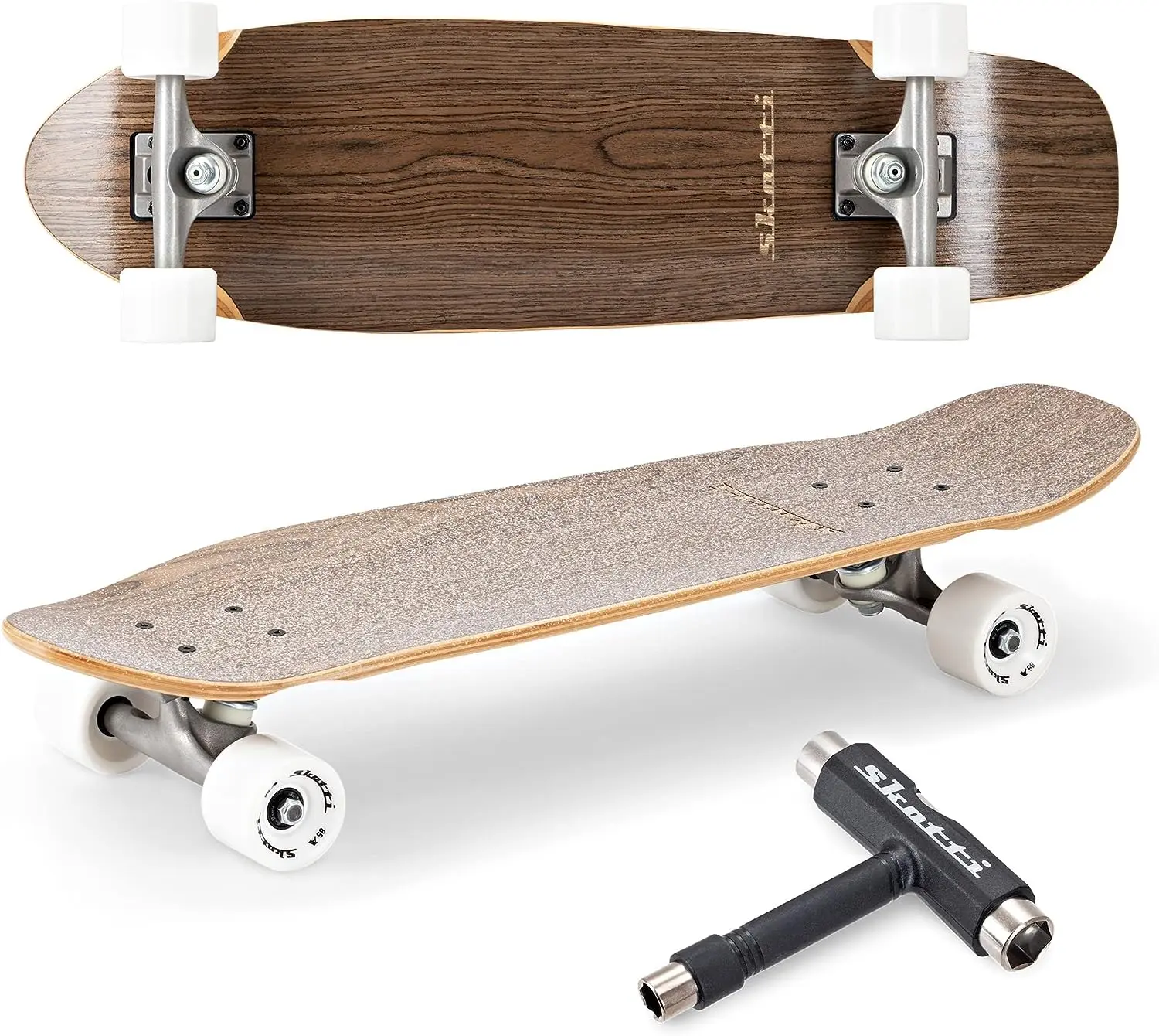 

Complete Skateboard \u2013 27.75" Cruiser Board with Clear Non Slip Canadian Maple Skate Deck, Light Tough Skateboard Trucks