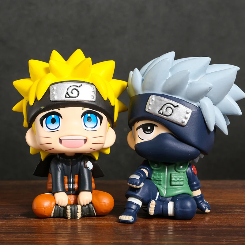 

12cm Naruto Shippuden Uzumaki Naruto Hatake Kakashi Sitting Q Version PVC Figure Figurine Toy Model Doll