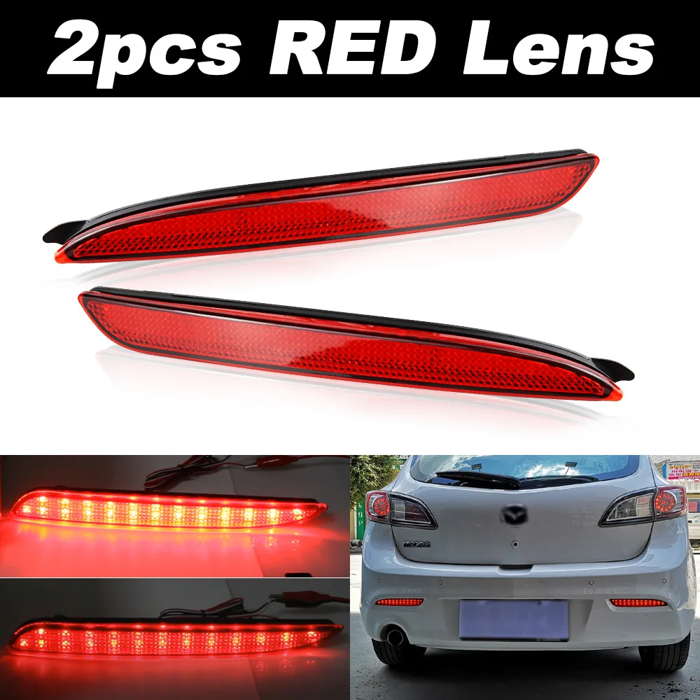 

1 пара для Mazda3 Mazda 3 2010 2011 2012 2013 красный/черный дымчатый объектив светодиодный отражатель бампера задний стоп-сигнал для MAZDASPEED3