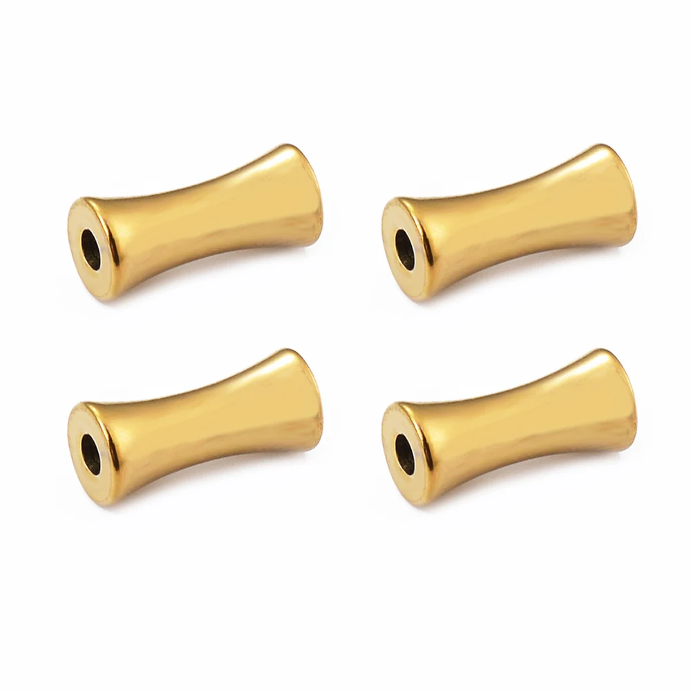10pcs Stainless Steel Tube Spacer Beads Gold Plated Barrel Drum Beads Charms for DIY Necklace Bracelet Jewelry Making Supplies