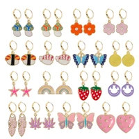 anime simple cute earring set acrylic animal bear flower dangle earrings for women girls children birthday lovely jewelry gifts