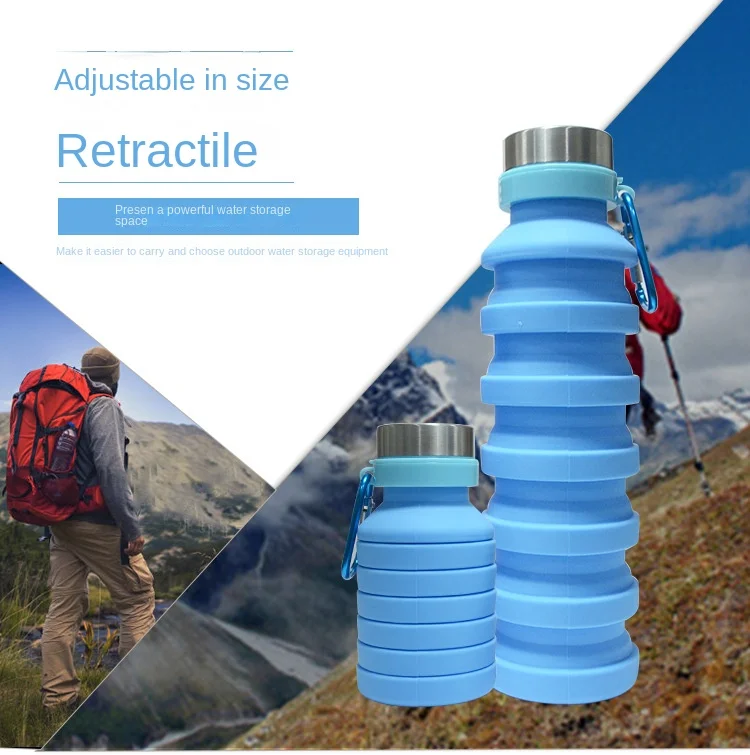 

Складная чашка 550 мл, Спортивная дорожная кружка, портативная складная телескопическая силиконовая бутылка для воды, уличные чашки для воды, туристический лагерь