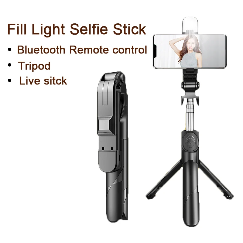 

Bluetooth Selfie Stick Portable Tripod Live Broadcast Extendable Monopod With Fill Light Shutter Remote For Ios Android Phone