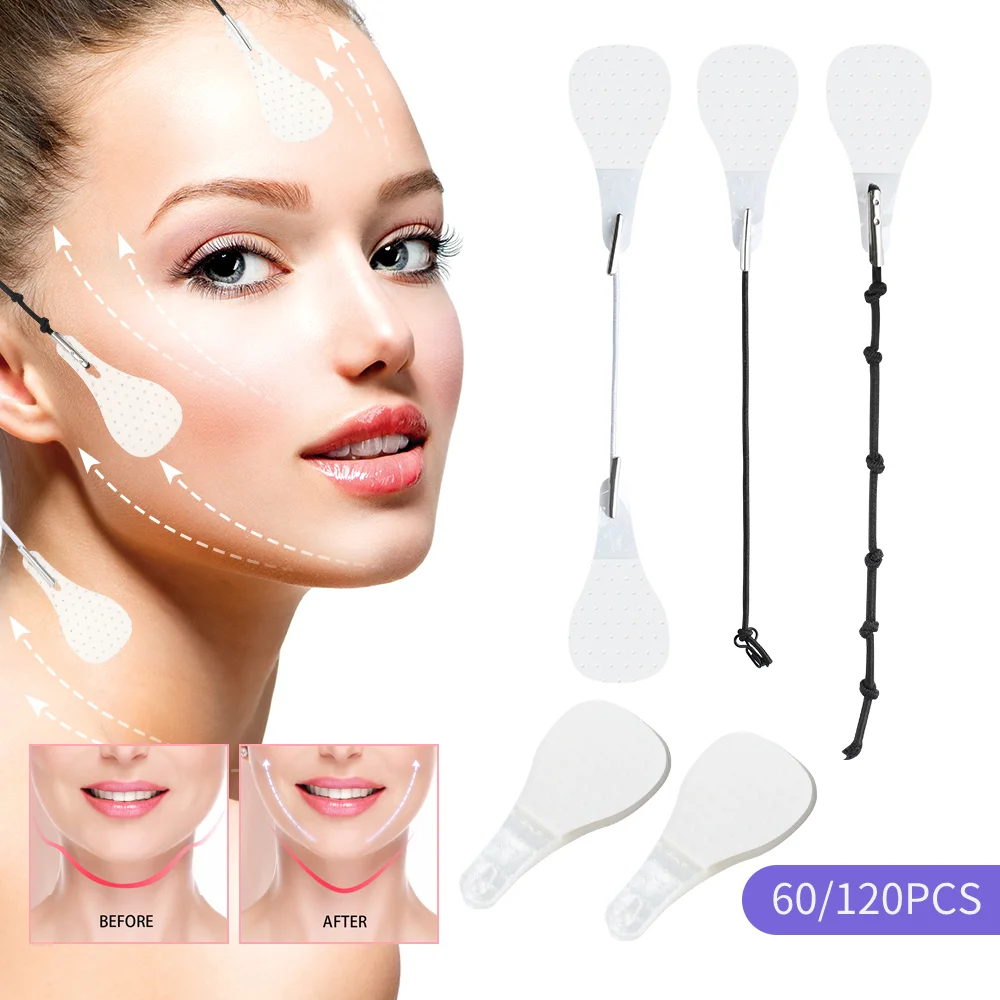 

120/60PCS V Face Lifting Sticker Firming Skin Thin Double Chin Muscle Lifting Swelling Sculpting Tapes Facial Massager Patches
