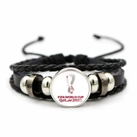 2pcslot world cup leather braided bracelet 33 style trend football team charm bracelet for men women sport casual accessories