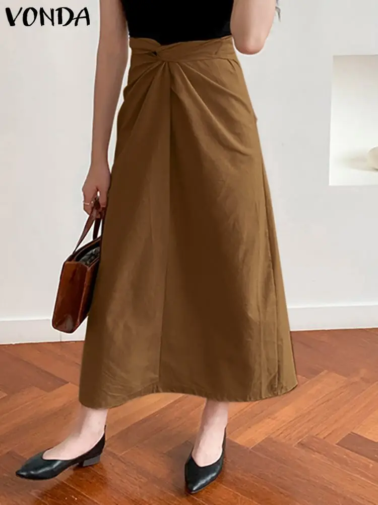 

VONDA 2022 Fashion Maxi Skirts Casual Loose High Waist Bandage Party Skirts Office Faldas Saia Women A-Line Long Jupe Oversized