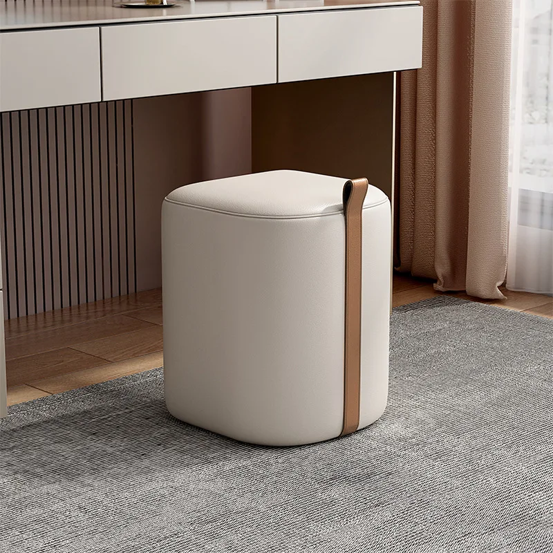 

Light Luxury Makeup Stool Fashion PU Leather Vanity Chair Small Low Dresser Stool for Home Bedroom дизайнерская мебель