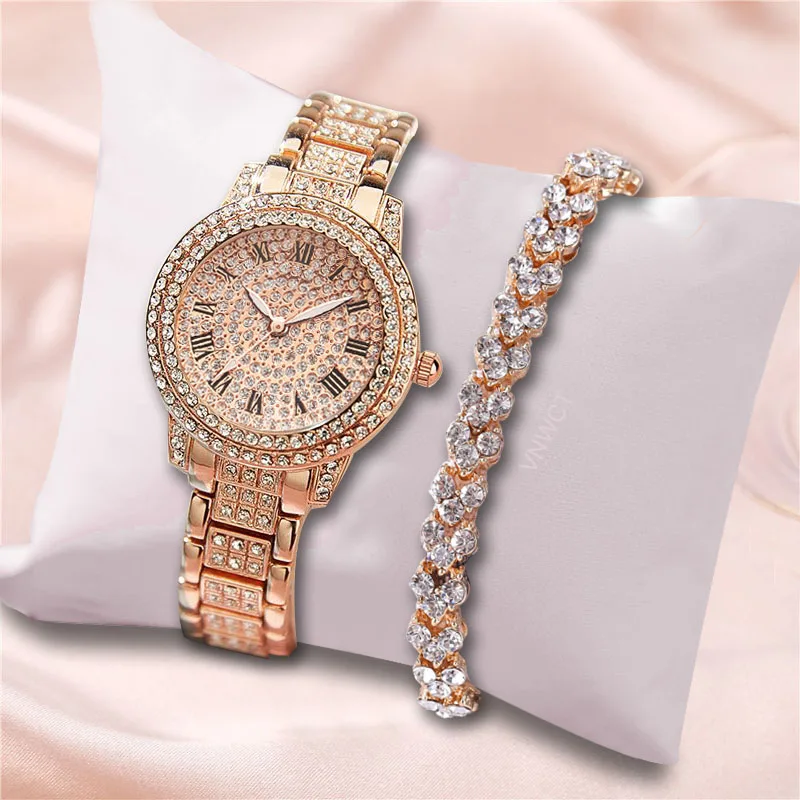 

Luxury Starry Classic Roman Style Diamond Women Watch Golden Ladies Wrist Watches Women's Bracelet Watch Female Relogio Feminino