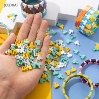 20pcs 10 512mm convex enamel beads for needle work boho color tile beads for jewelry making diy handmade elastic bracelets