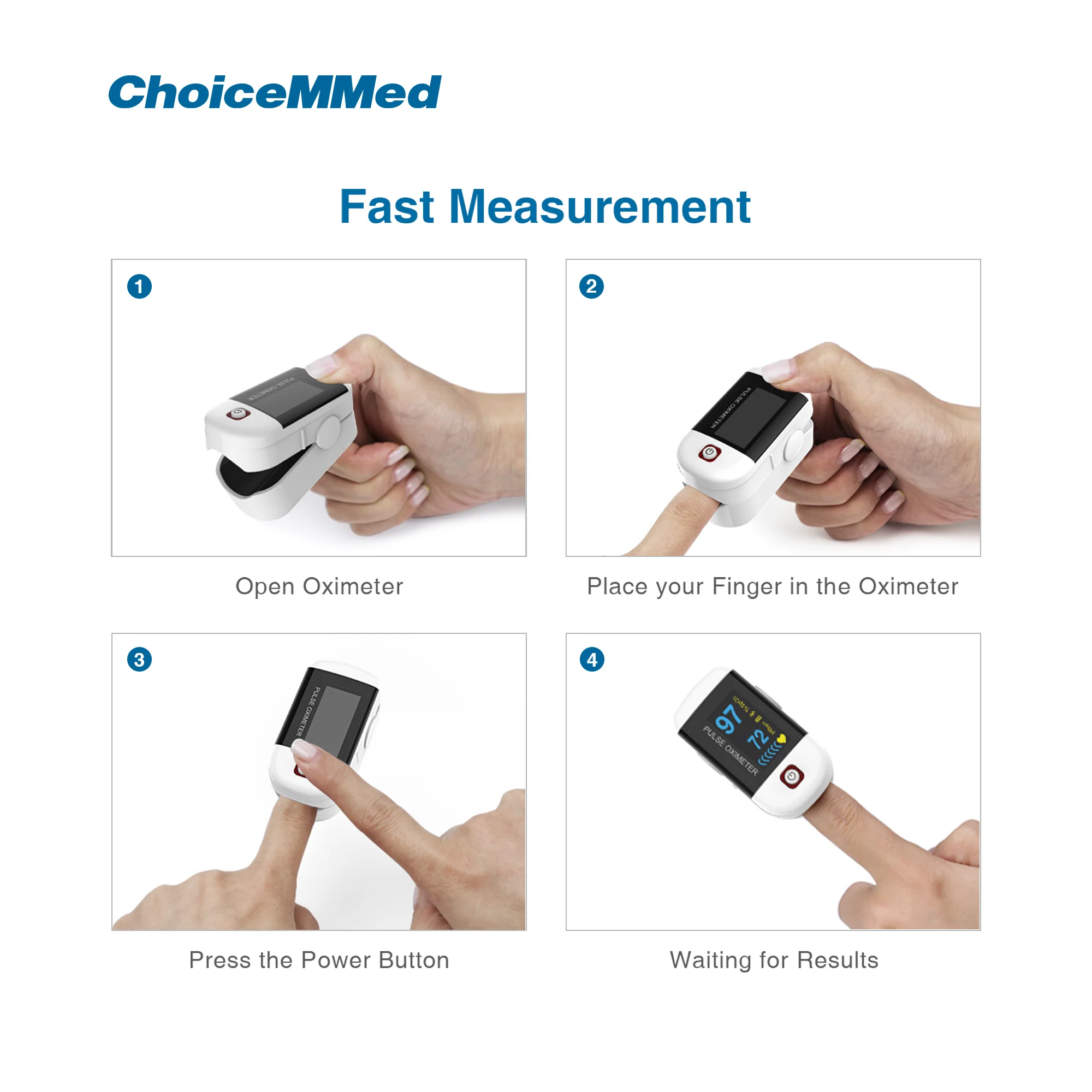 Фото Профессиональный Пульсоксиметр CHOICEMMED MD300C228 OLED с Bluetooth №5