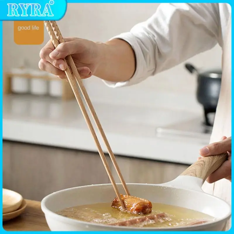 

Удлиненная посуда, кухонные Нескользящие палочки для еды из массива дерева, кухонный инструмент, бытовые жареные палочки для еды, Нескользящие палочки для еды