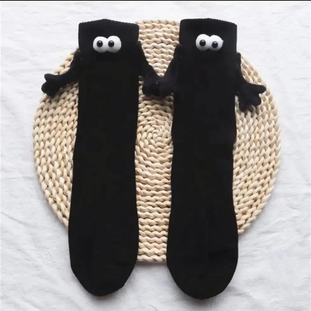 10Pair Kawaii Women Socks Long Sock Black White Couple Holding Hands Socks Girls Sweet Harajuku Doll Couple Cotton Couple Sox
