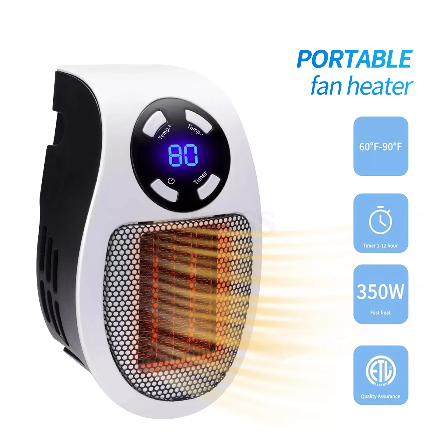 

Electric Warmer Mini Fan Heater 500W Portable Wall Heater Ceramic Heating Radiator Body Hand Warmer Fan for Home Office