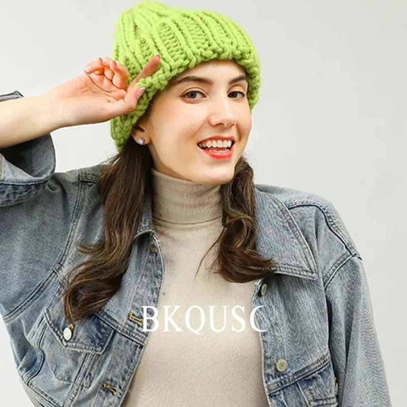 

Winter Warm Women Beanie Hats Ladies Soft Wool Knitted Beanie Cap 2022 New Stylish Female Bonnet Fashion Unisex Warm Beanies Hat