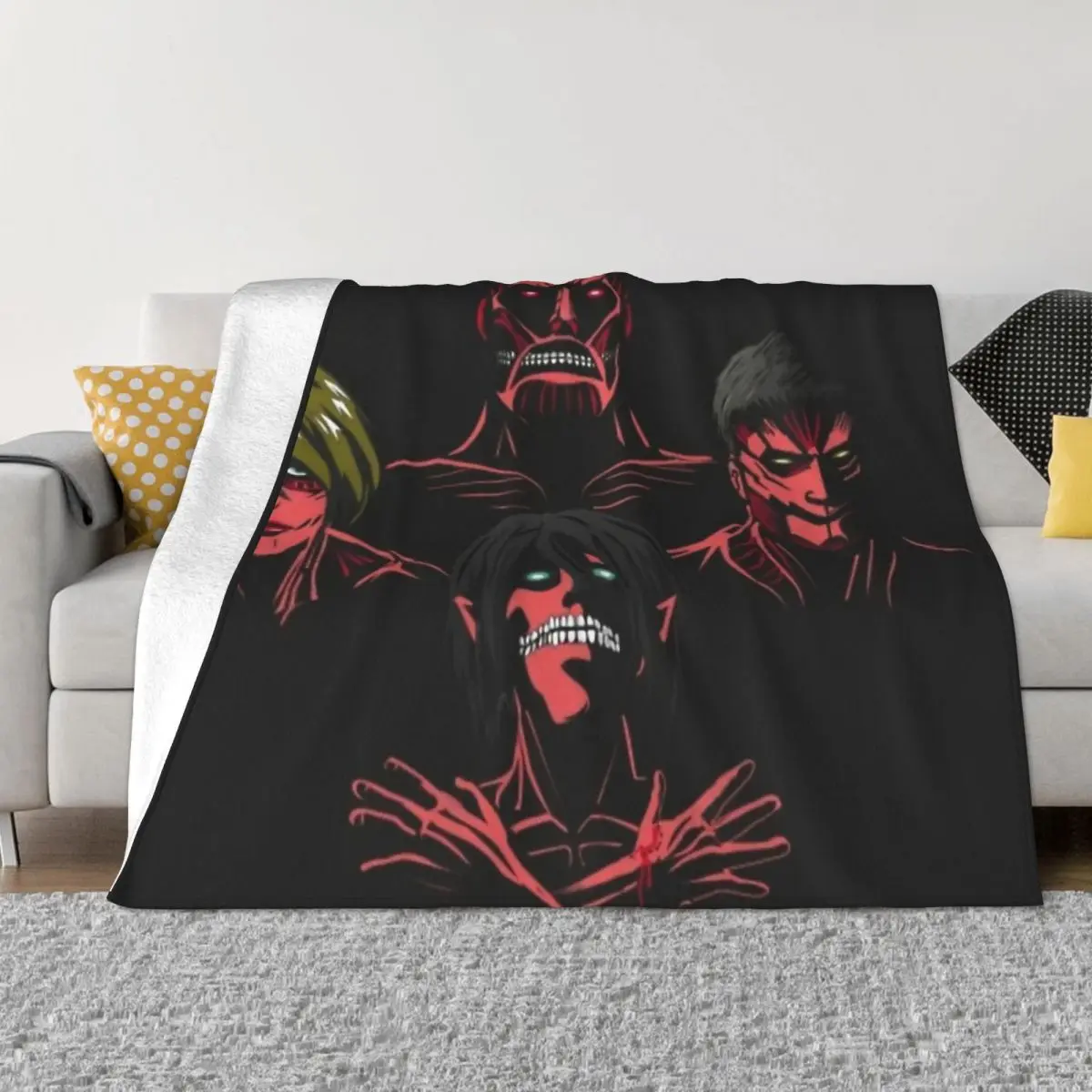 

Одеяло Эрена Микаса из «атаки на Титанов», Фланелевое украшение AOT 6, портативное домашнее покрывало