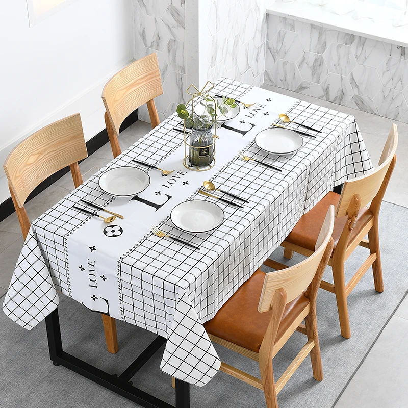 

Washable Tablecloth Printing PVC Table Cloth Waterproof Oilproof Kitchen Dining Table Cover for Rectangular Table 137cm x 180cm