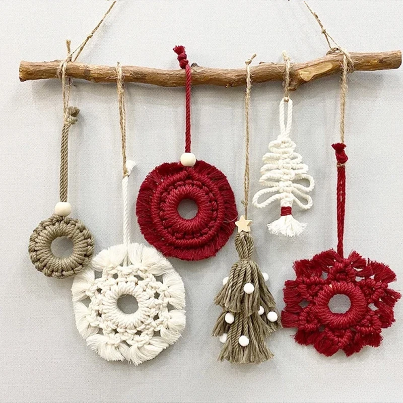 Рождественский гобелен ручной работы венок снежинка рождественская елка