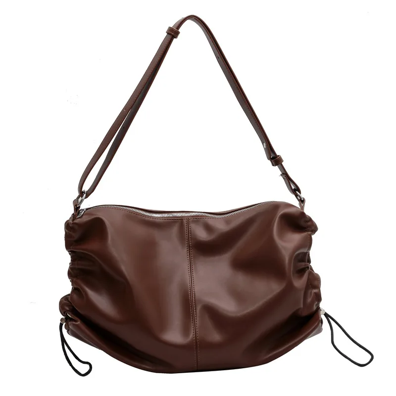 

2022 New Fashion One Shoulder Crossbody Women's Bag Handbag Retro Pleated Large Capacity Shoulder Bag Tote Bag Soft Leather Bag